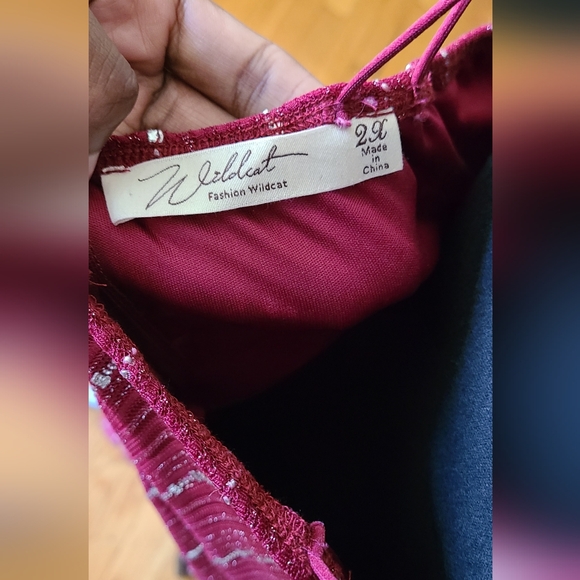 Dolls Kill Burgundy/Silver Maxi Dress (2X) - Picture 3 of 5